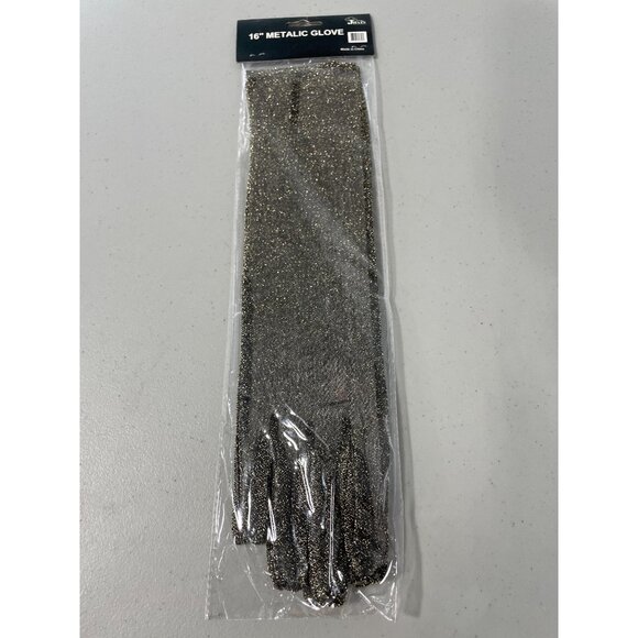 JHats Metallic Glove One Size 16 Inch Black Gold Sparkling Costume Halloween NEW - Picture 4 of 6